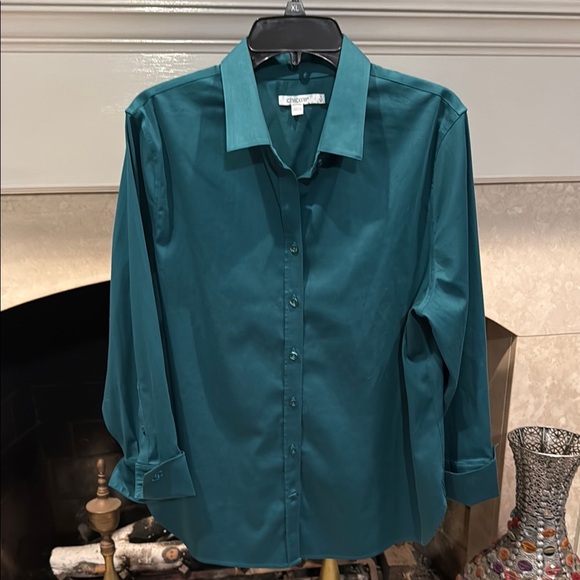 Chico's Tops - Chico's Elegant Dark Green Button Down Blouse size XL
